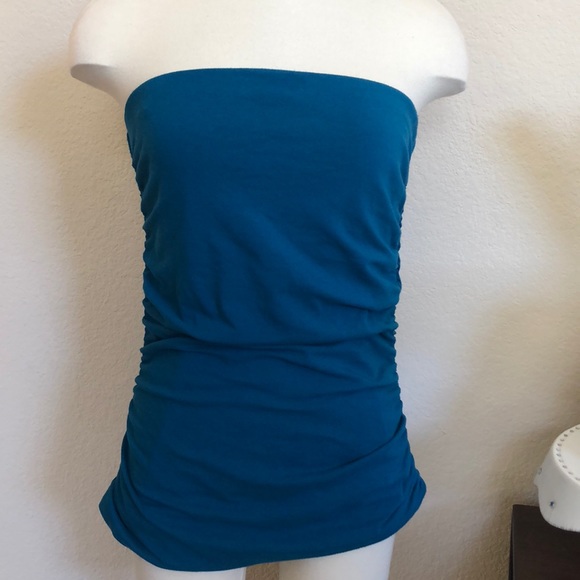 Express Tops - Express strapless teal scrunchy top
